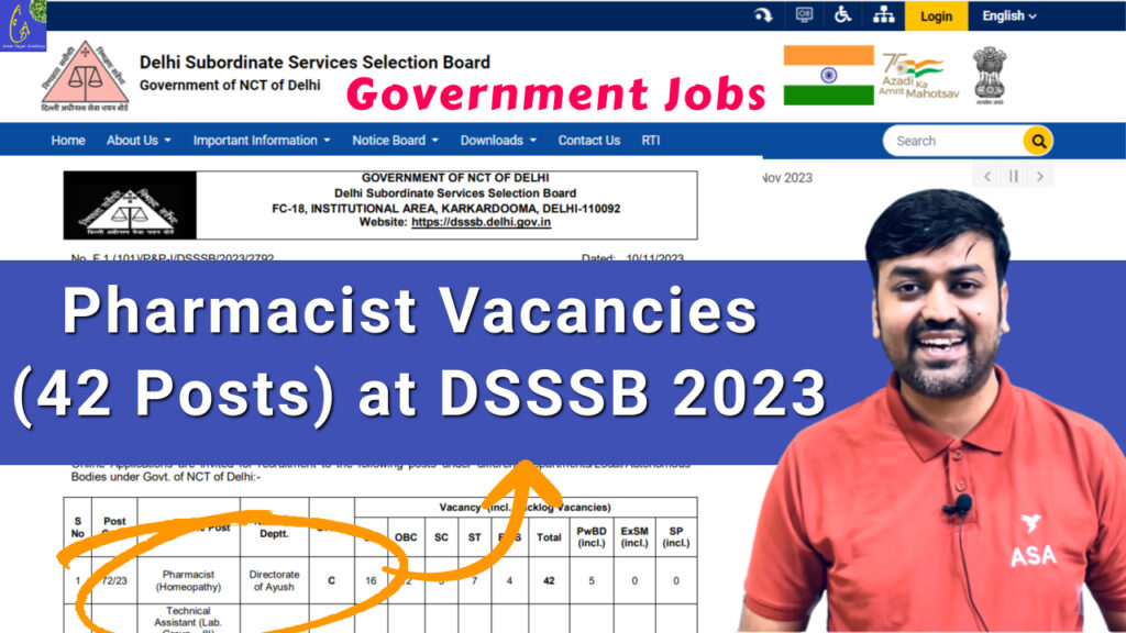 Pharmacist Vacancies (42 Posts) at DSSSB - Pharma Affinity